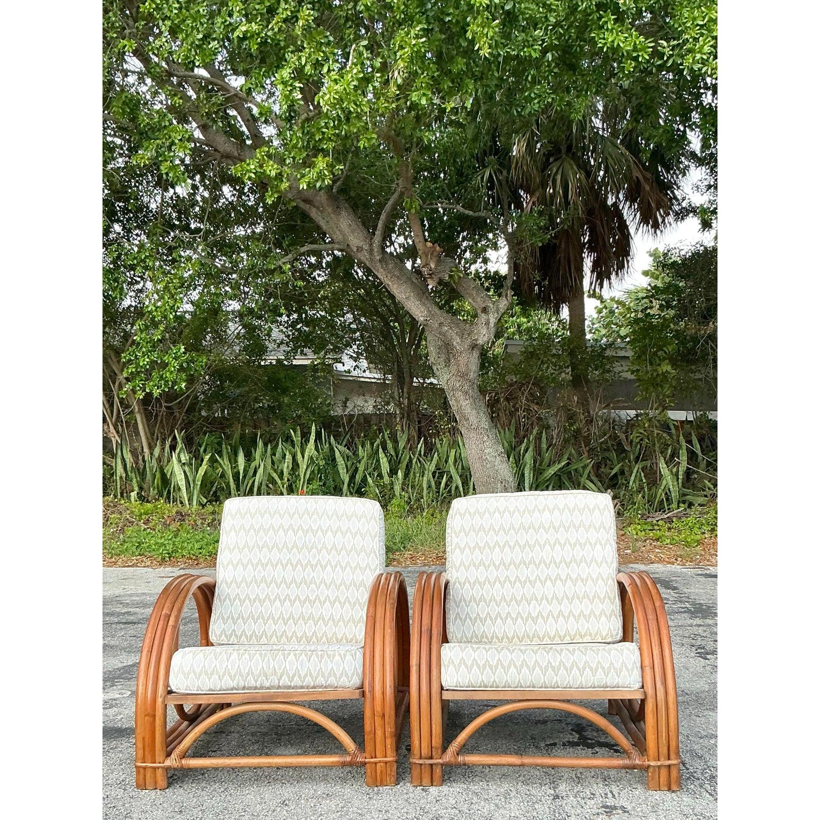 Vintage Coastal Ficks Reed Rattan Lounge Chairs - A Pair For Sale 5