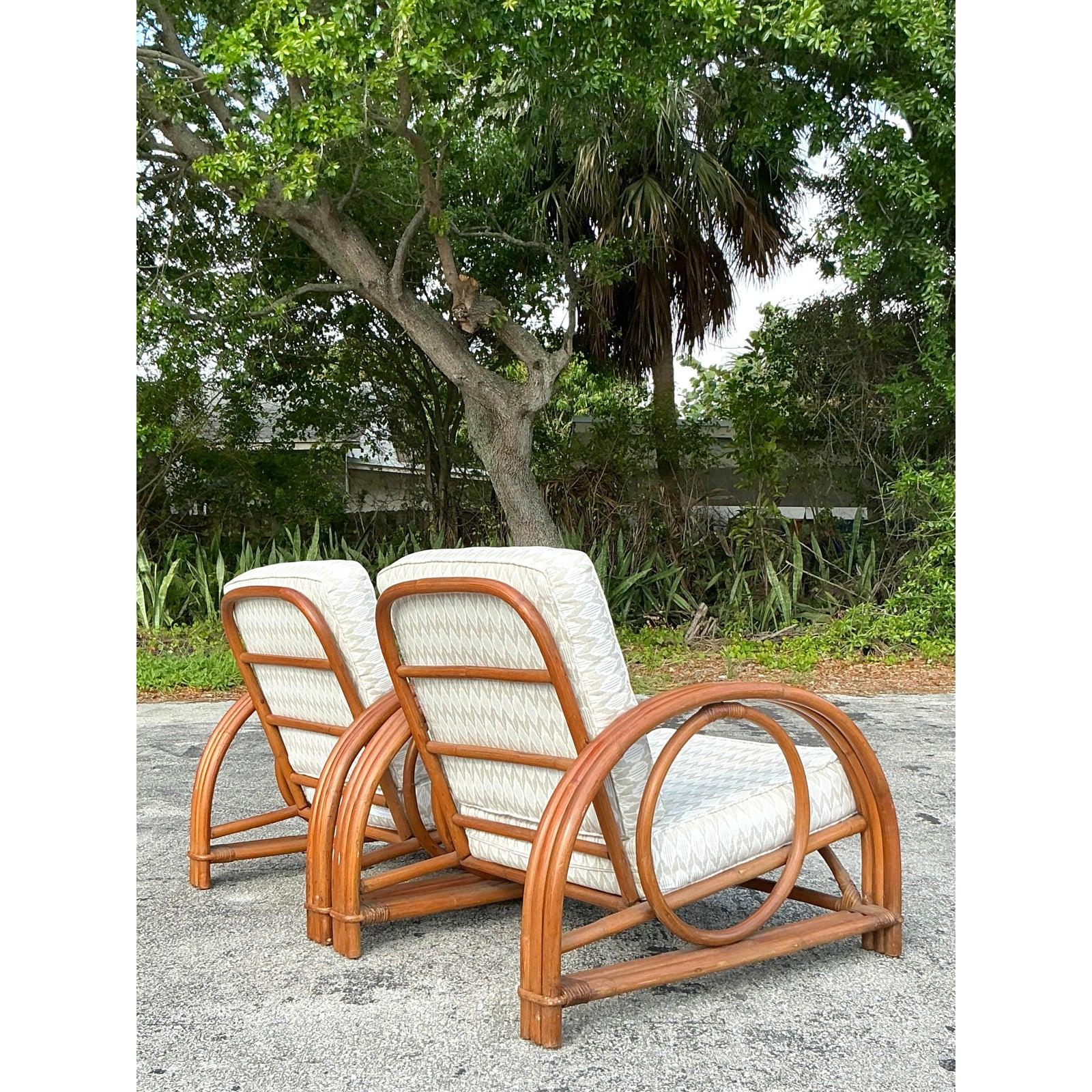 Vintage Coastal Ficks Reed Rattan Lounge Chairs - A Pair For Sale 6