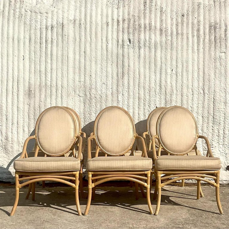 Vintage Coastal Ficks Reed Ring Rattan Dining Chairs , Set of 6 For ...