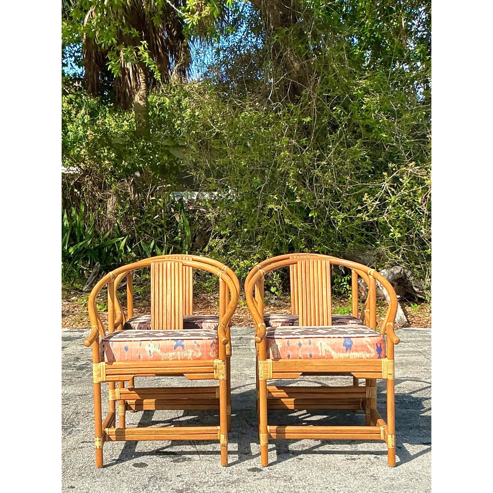 Upholstery Vintage Coastal Ficks Reed Wishbone Dining Chairs - Set of 4