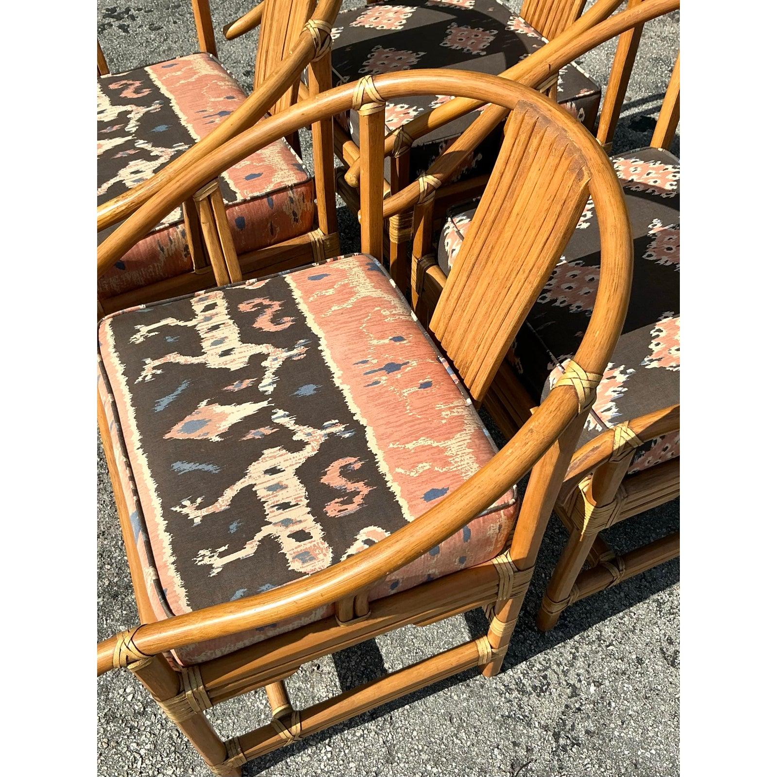 Vintage Coastal Ficks Reed Wishbone Dining Chairs - Set of 4 1