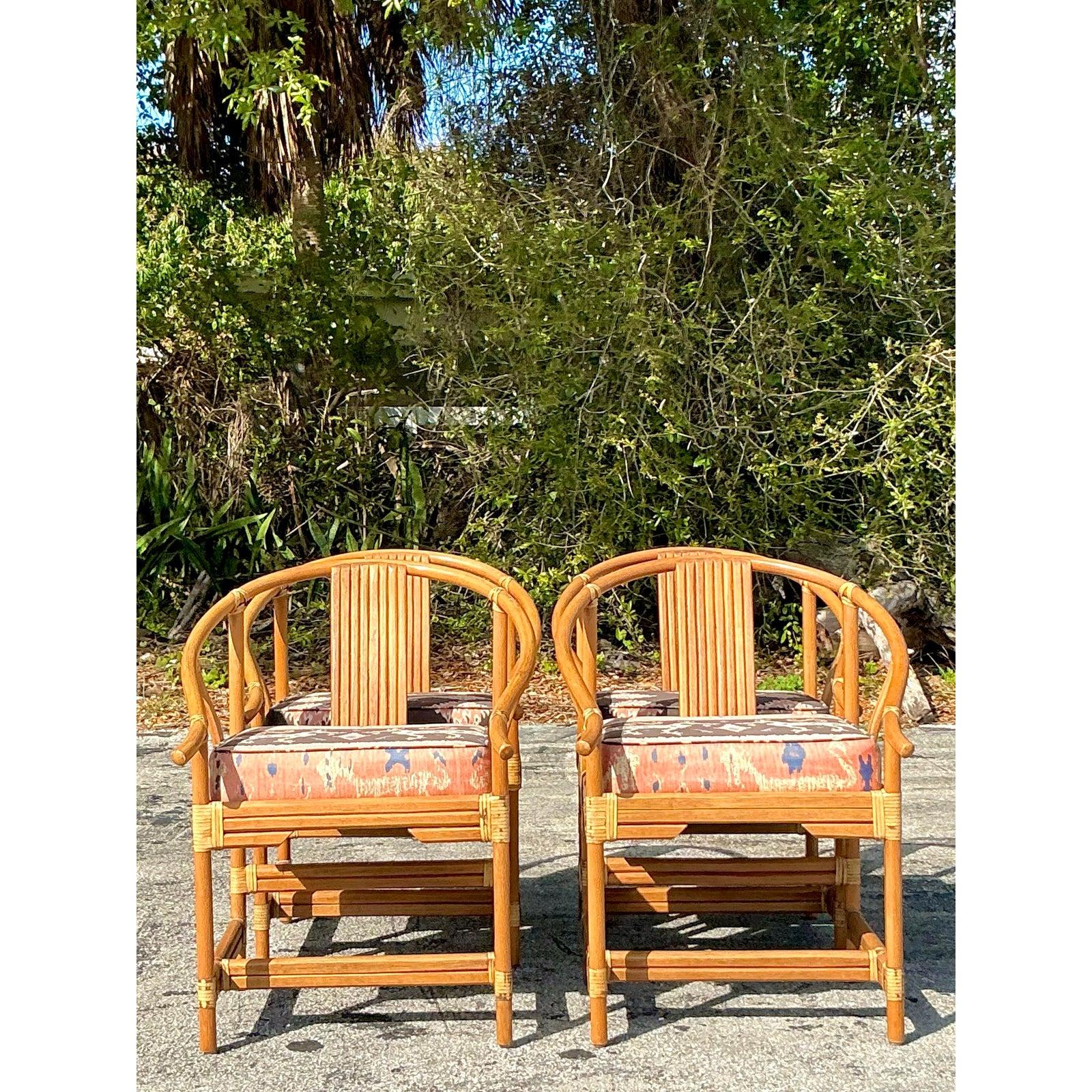 Vintage Coastal Ficks Reed Wishbone Dining Chairs - Set of 4 2