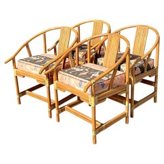 Vintage Coastal Ficks Reed Wishbone Dining Chairs - Set of 4