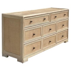 Vintage Coastal Ficks Reed Woven Rattan Dresser