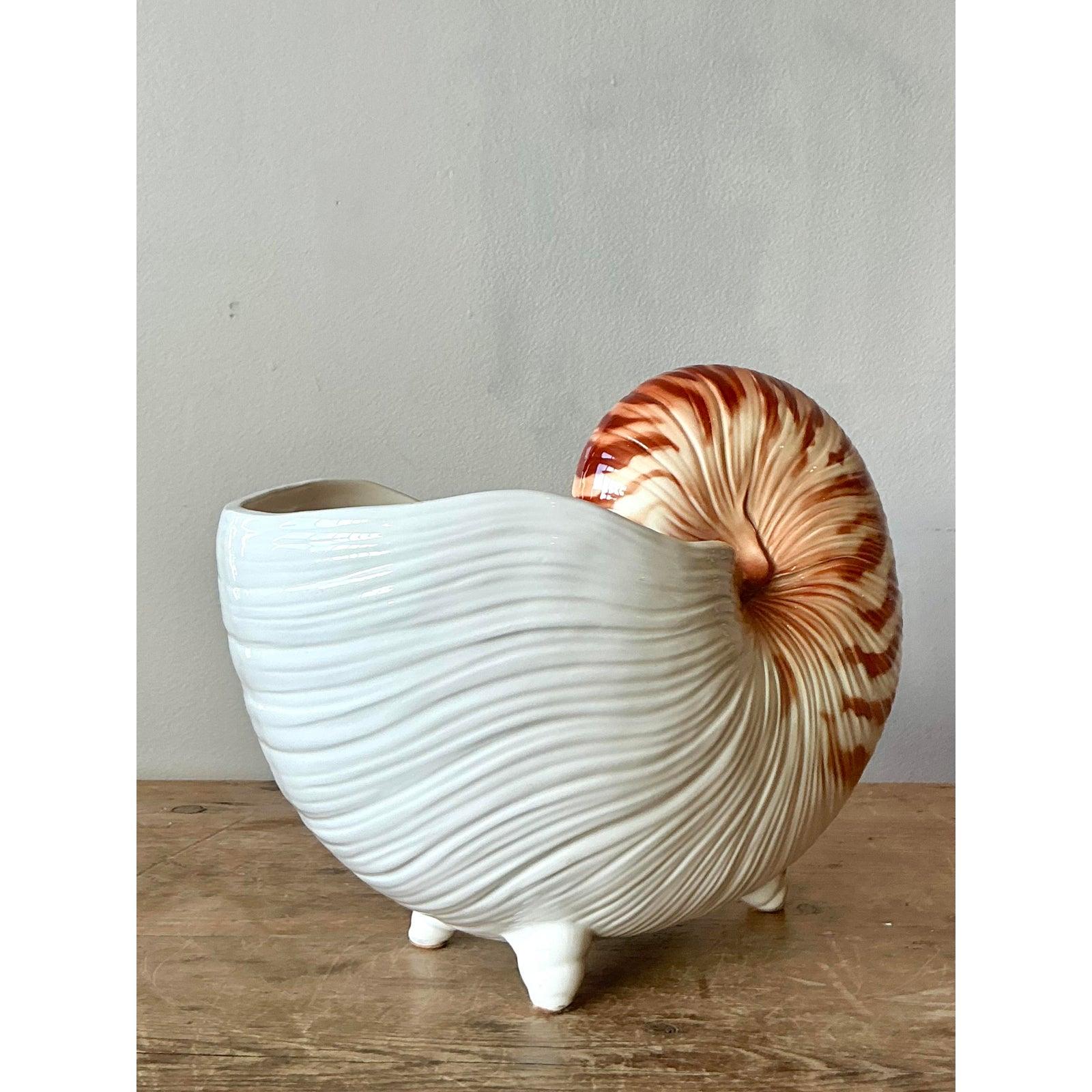 Ceramica Vaso da cucina costiero d'epoca Fitz and Floyd Nautilus in vendita