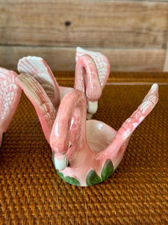 Vintage Coastal Fitz and Floyd Pink Flamingo Porcelain Votive Candle Holders