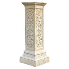 Vintage Coastal Fleur De Lys Plaster Pedestal