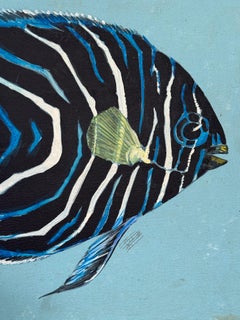 Vintage Coastal Folk Art Fish Painting – Saltwater Angelfish