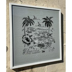 Vintage Coastal Framed Florida Map