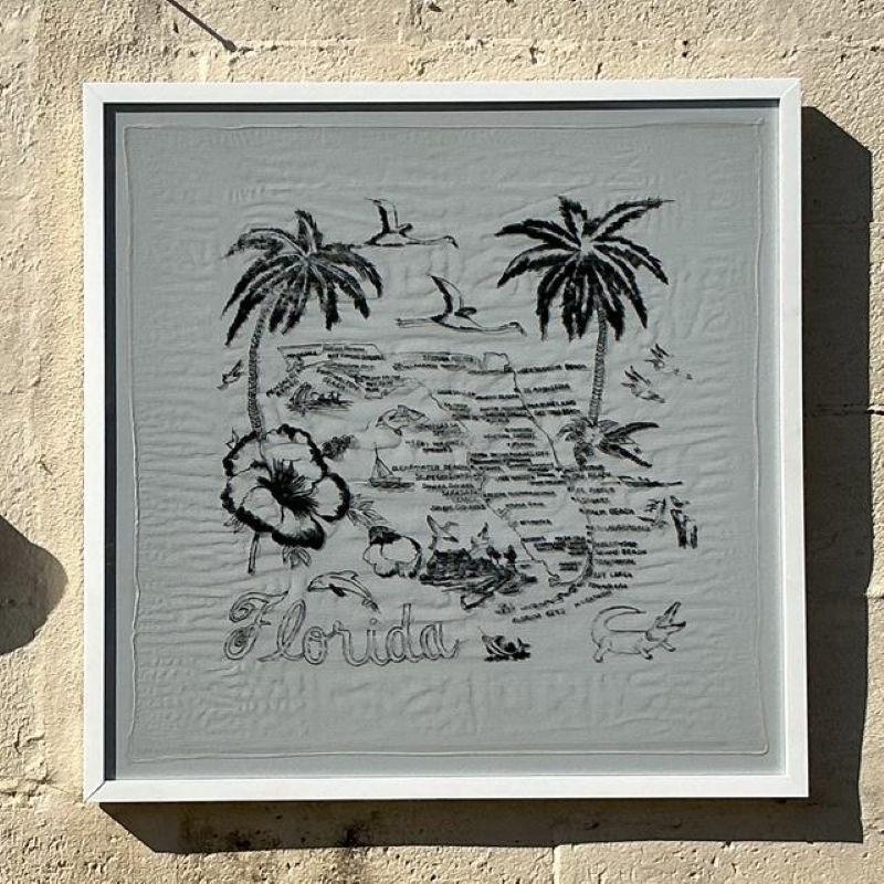 American Vintage Coastal Framed Florida Map