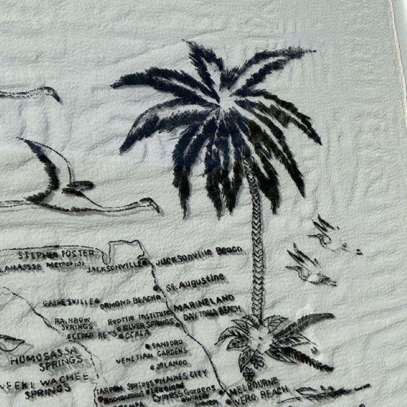 20th Century Vintage Coastal Framed Florida Map