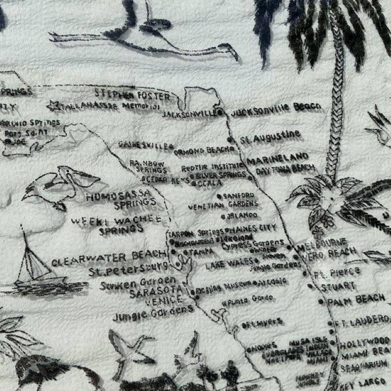 Vintage Coastal Framed Florida Map 1