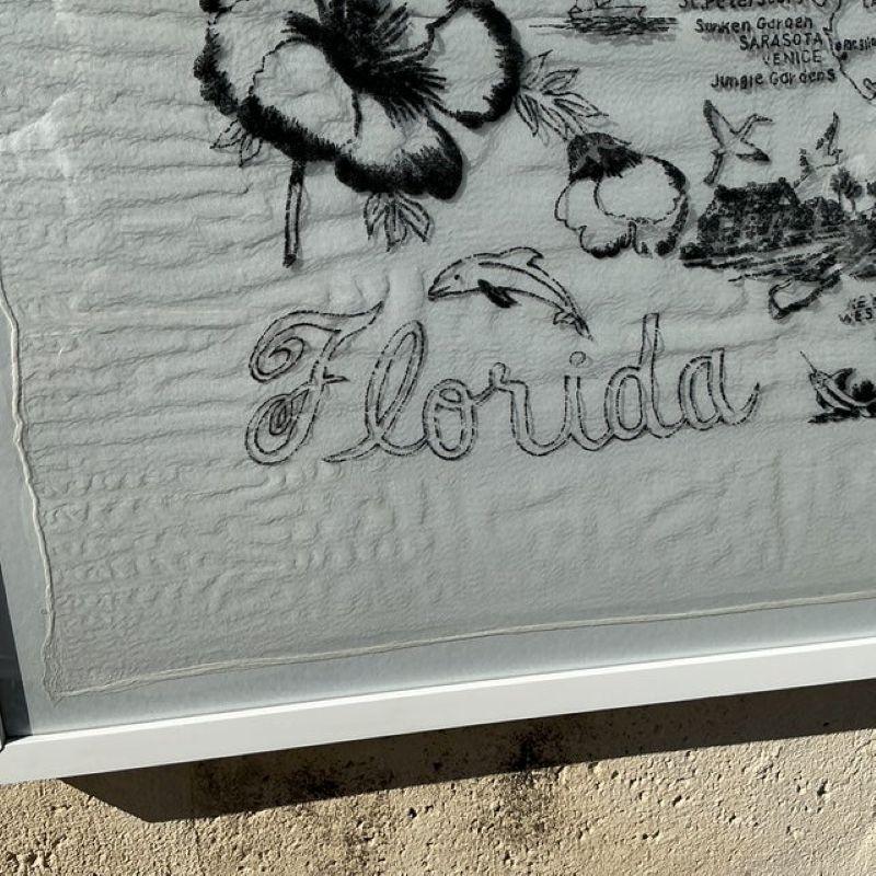 Vintage Coastal Framed Florida Map 3