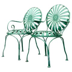 Paire de chaises Coastal Francois Carre en fer forgé Sunburst