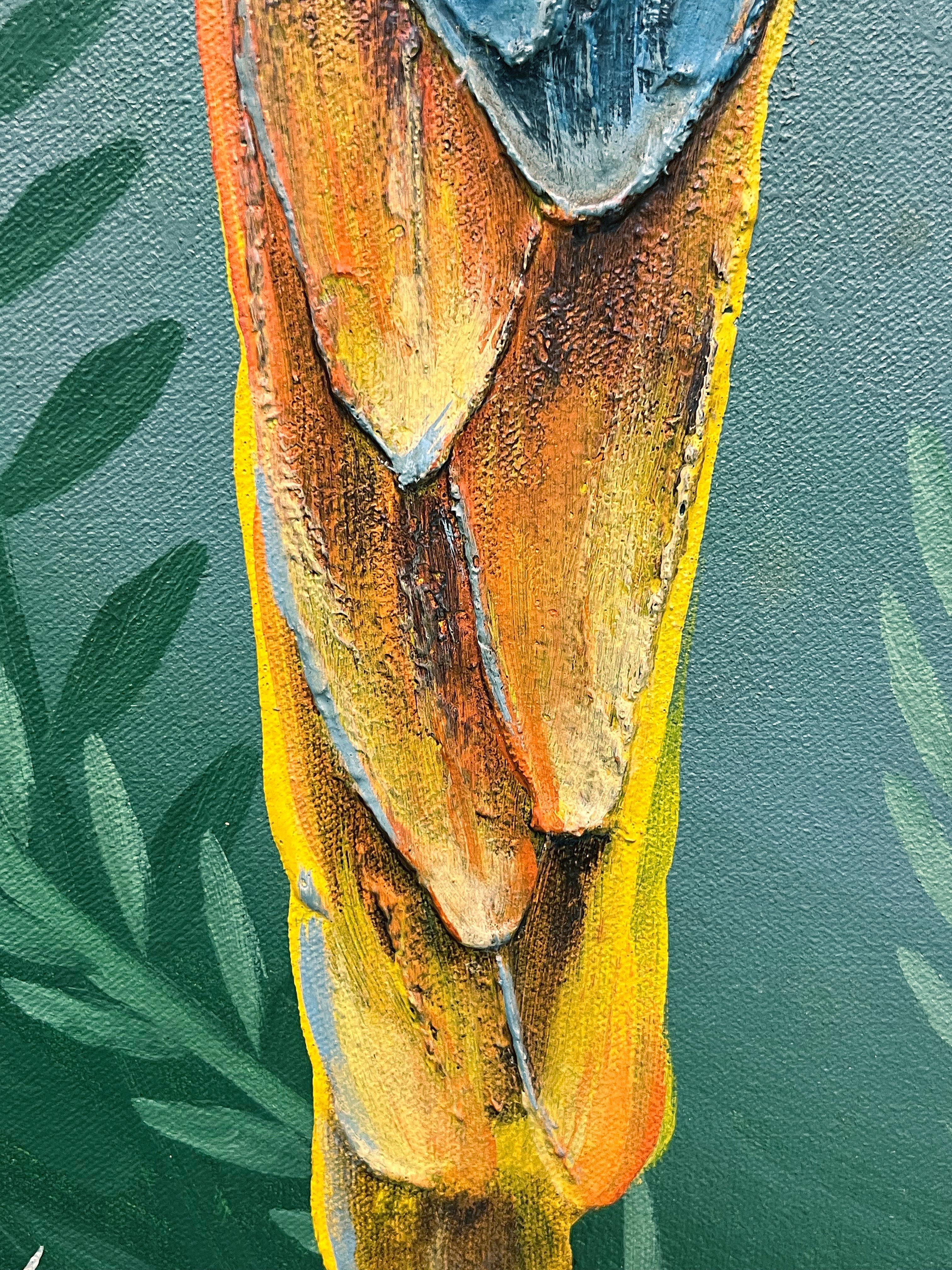 Pittura a olio su tela d'epoca costiera Frank Walcutt Tropical Parrots in vendita 3
