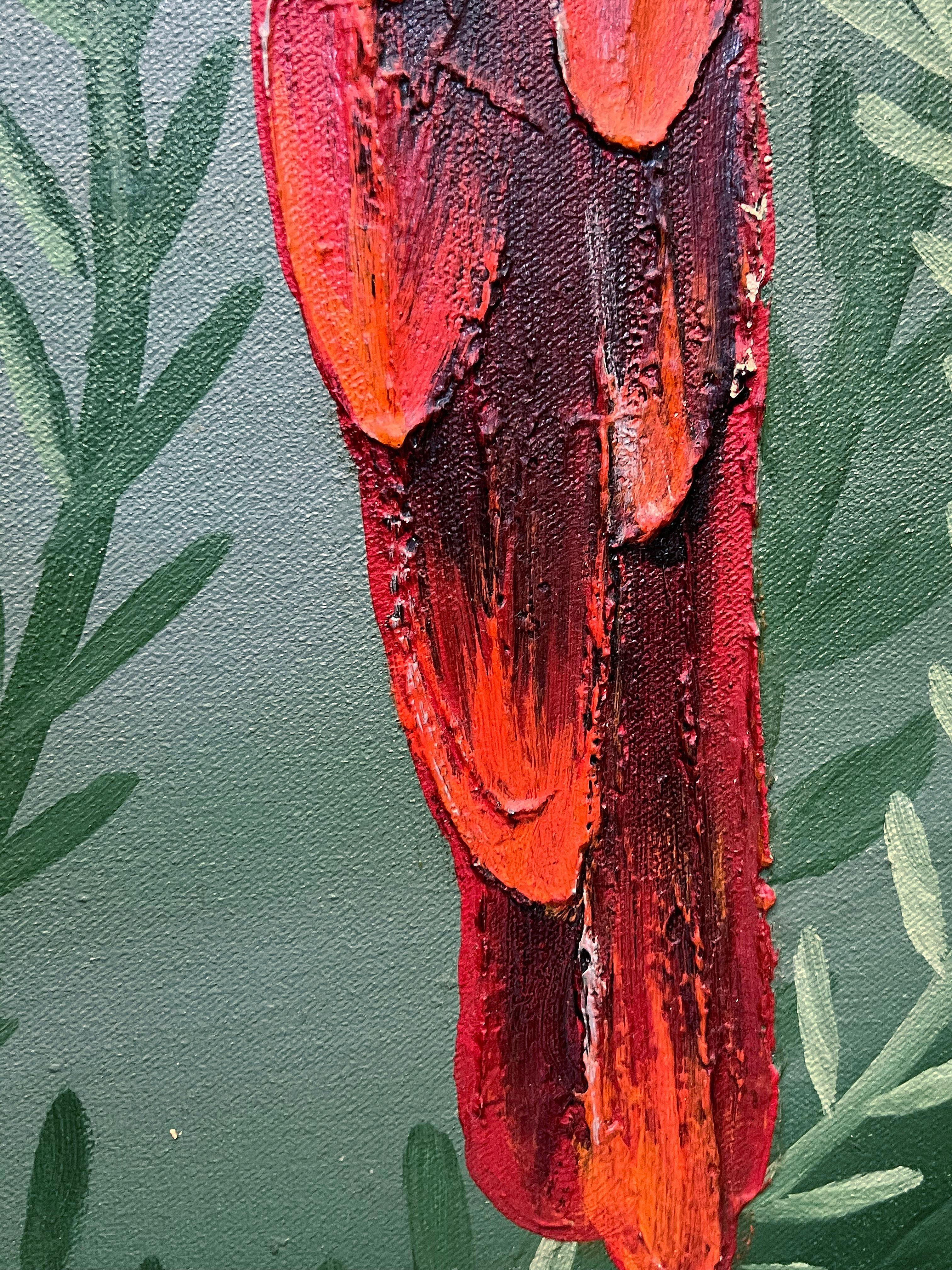 Pittura a olio su tela d'epoca costiera Frank Walcutt Tropical Parrots in vendita 4