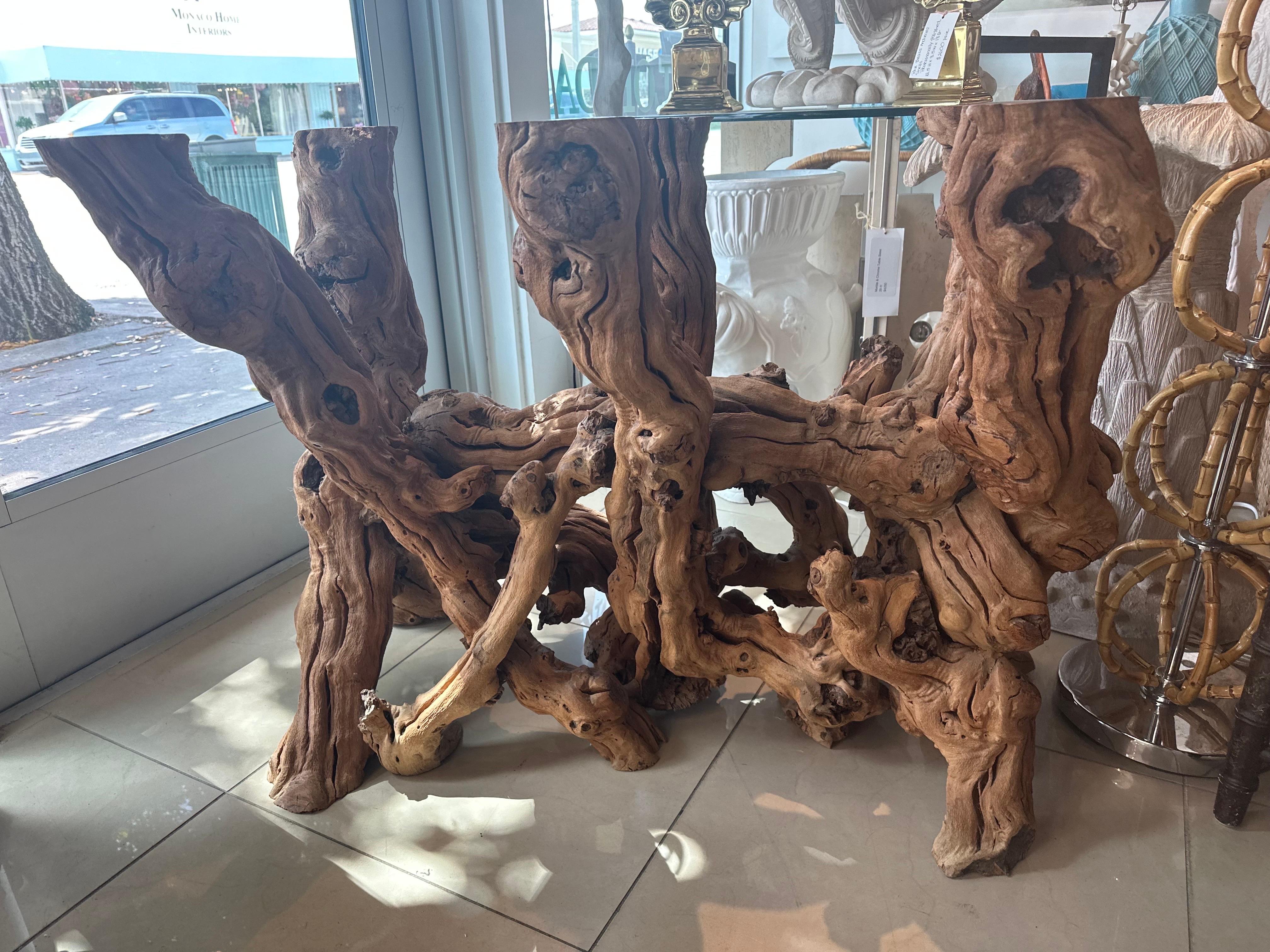 Vintage Coastal Freeform Cypress Root Burl Wood Driftwood Root Dining Table Base 4