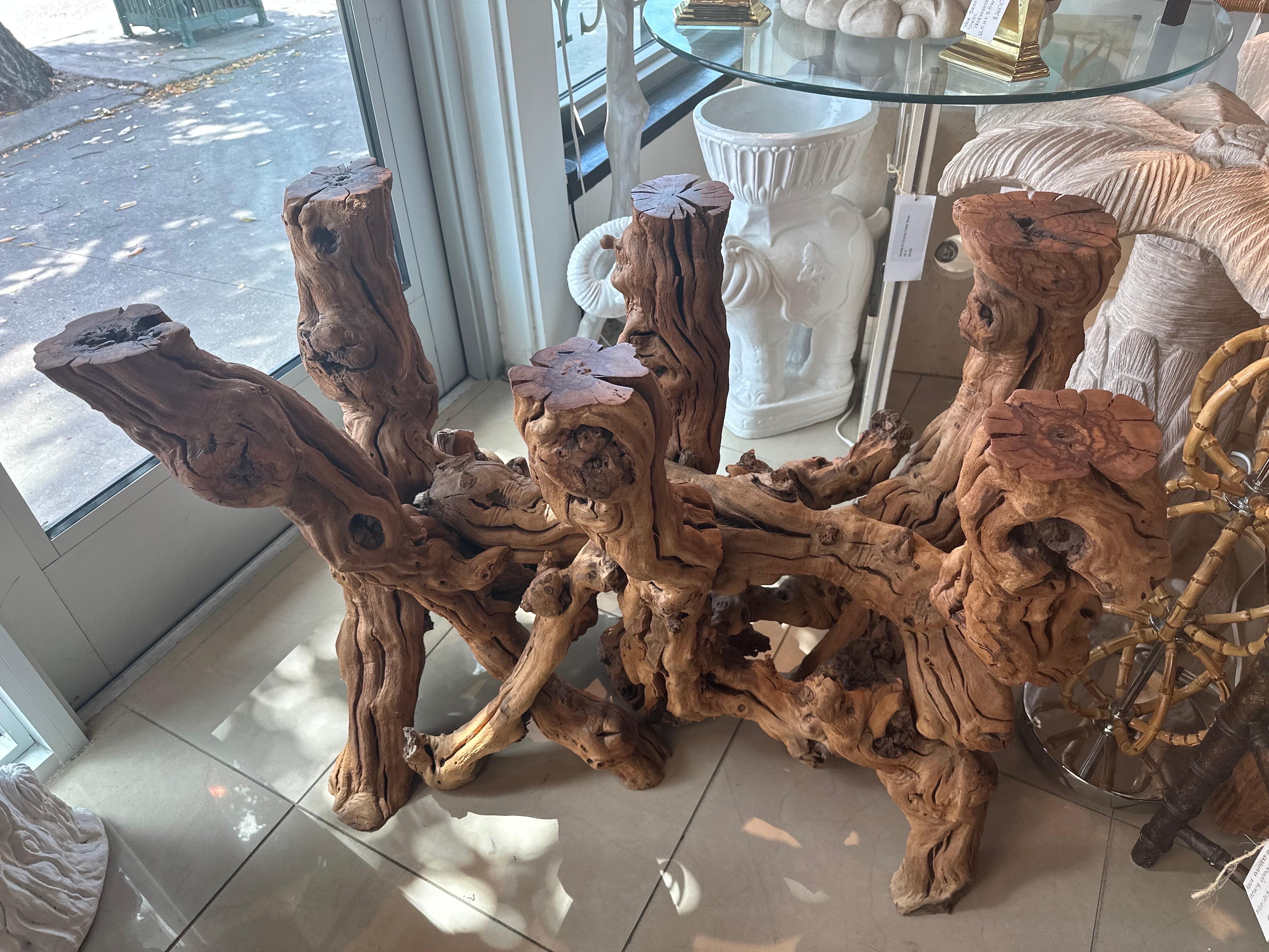Vintage Coastal Freeform Cypress Root Burl Wood Driftwood Root Dining Table Base 6
