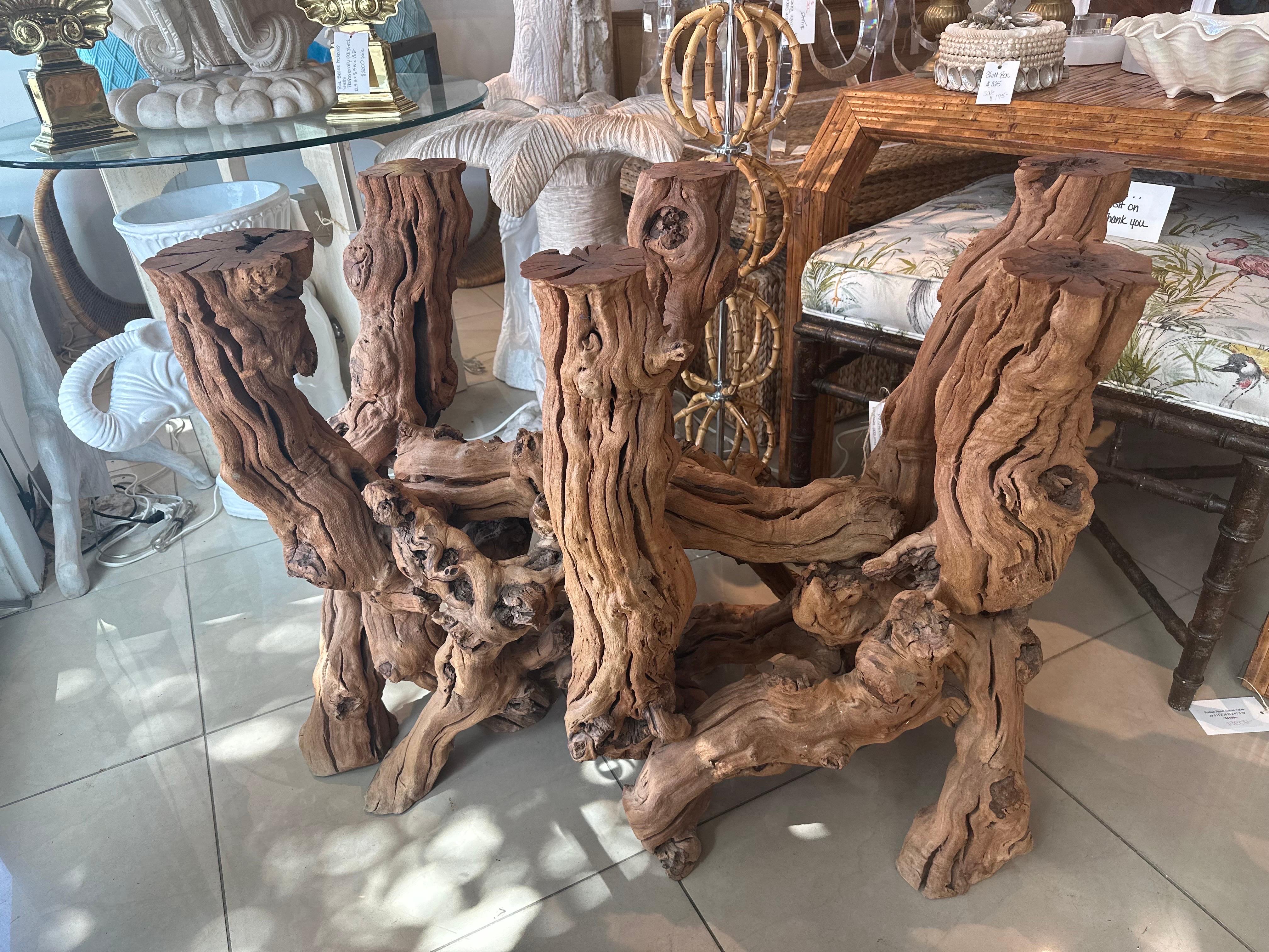 Vintage Coastal Freeform Cypress Root Burl Wood Driftwood Root Dining Table Base 9