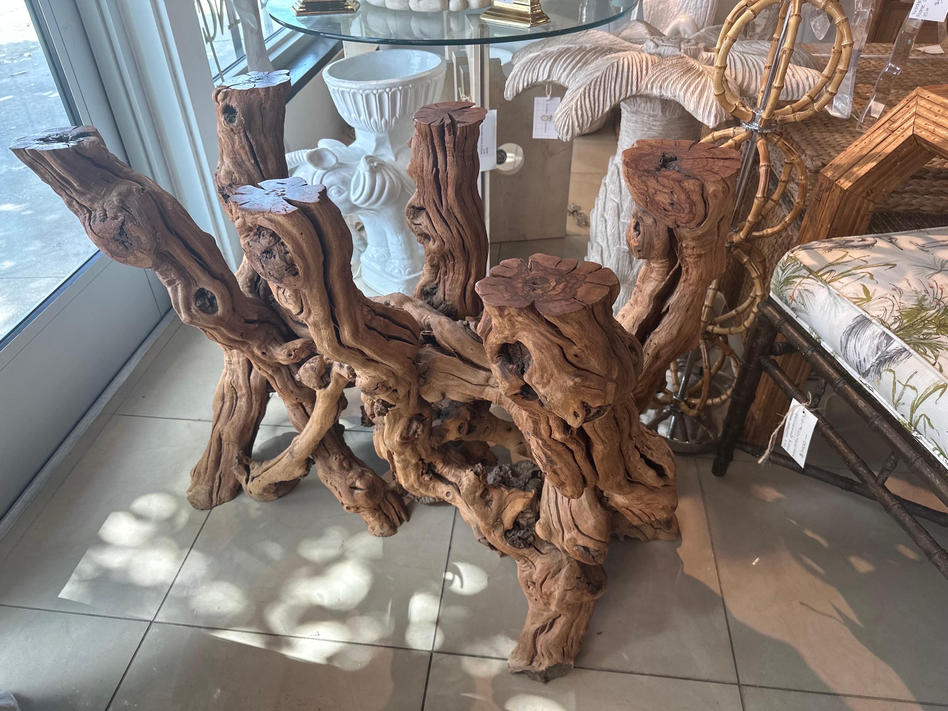 Mid-Century Modern Vintage Coastal Freeform Cypress Root Burl Wood Driftwood Root Dining Table Base