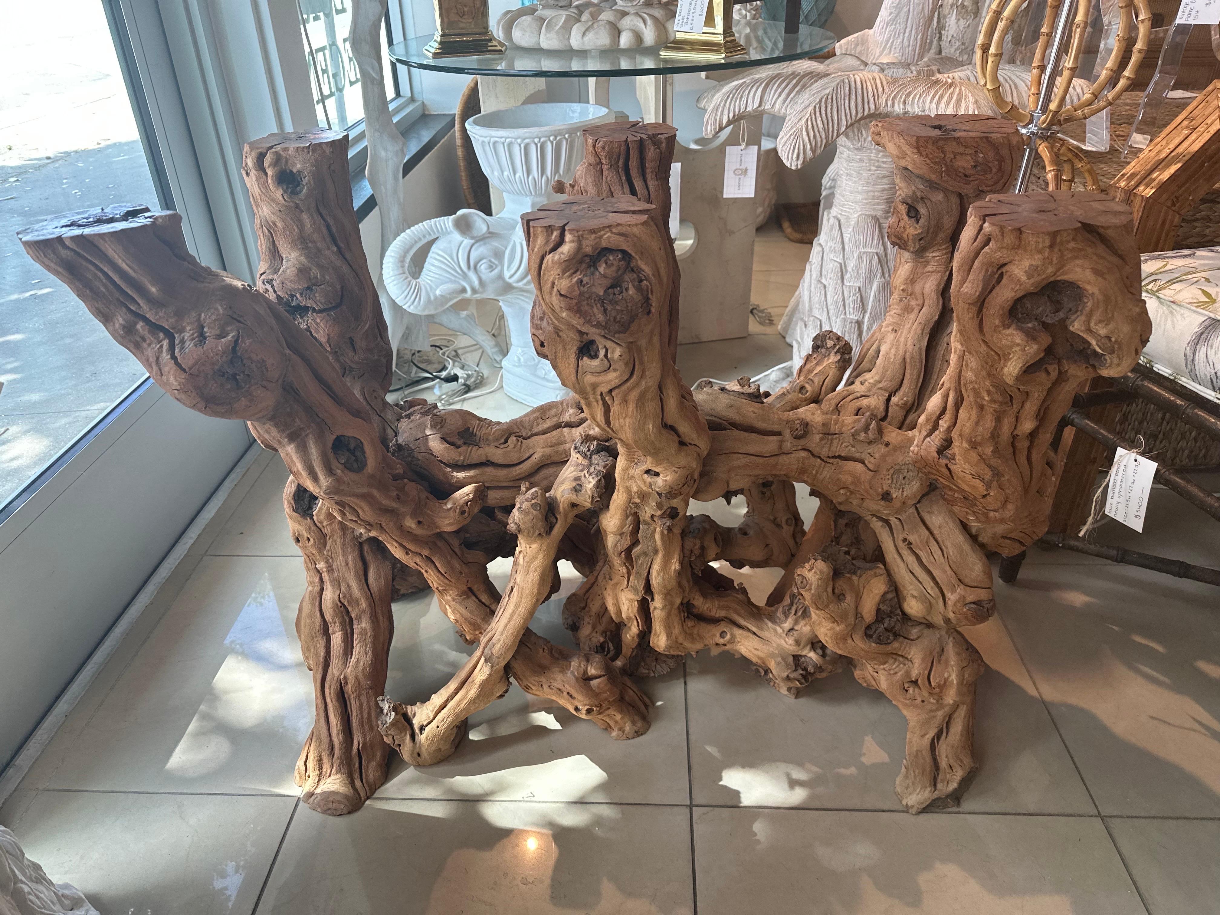 American Vintage Coastal Freeform Cypress Root Burl Wood Driftwood Root Dining Table Base