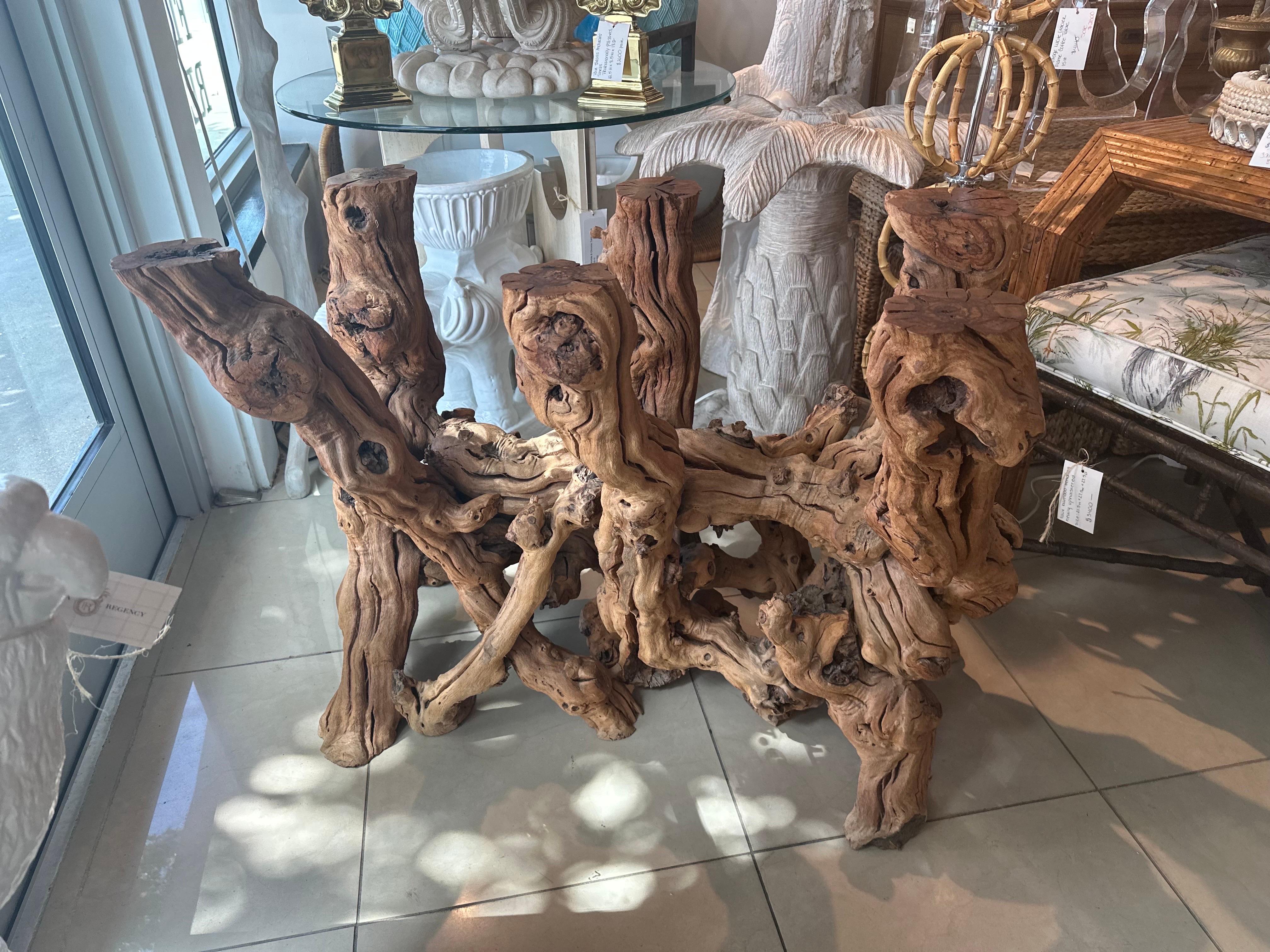 Vintage Coastal Freeform Cypress Root Burl Wood Driftwood Root Dining Table Base In Good Condition In West Palm Beach, FL