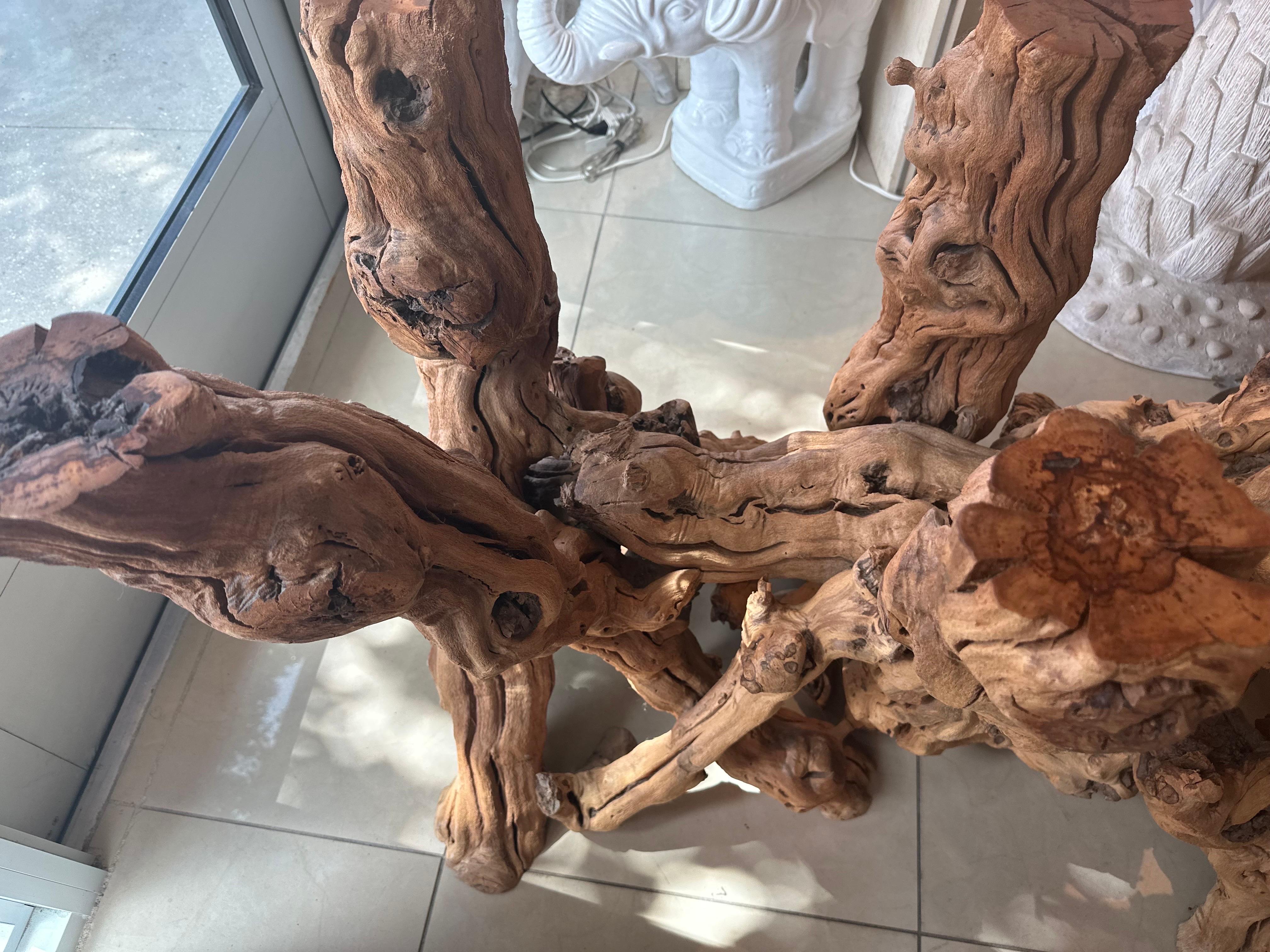 Late 20th Century Vintage Coastal Freeform Cypress Root Burl Wood Driftwood Root Dining Table Base