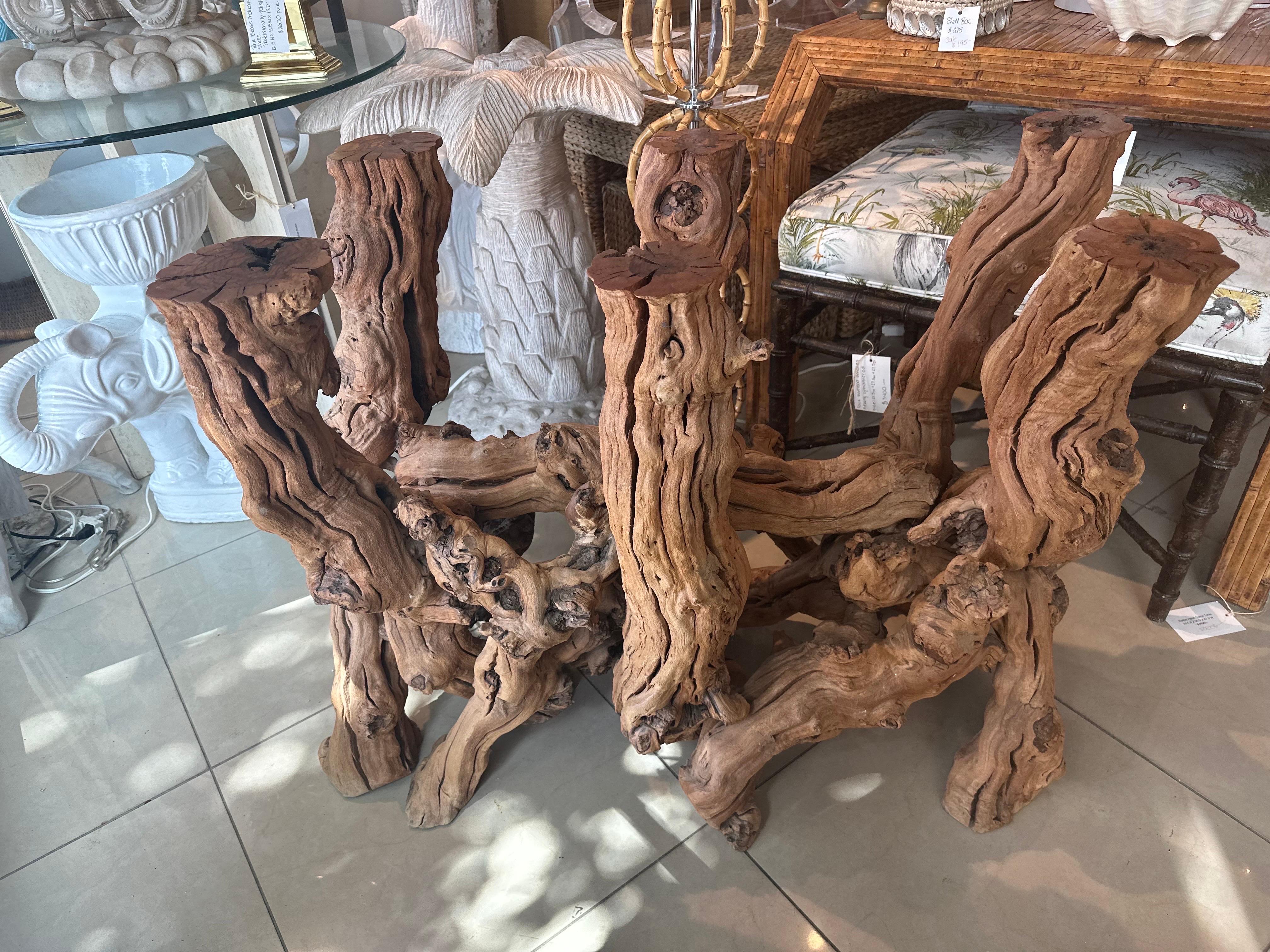 Vintage Coastal Freeform Cypress Root Burl Wood Driftwood Root Dining Table Base 1