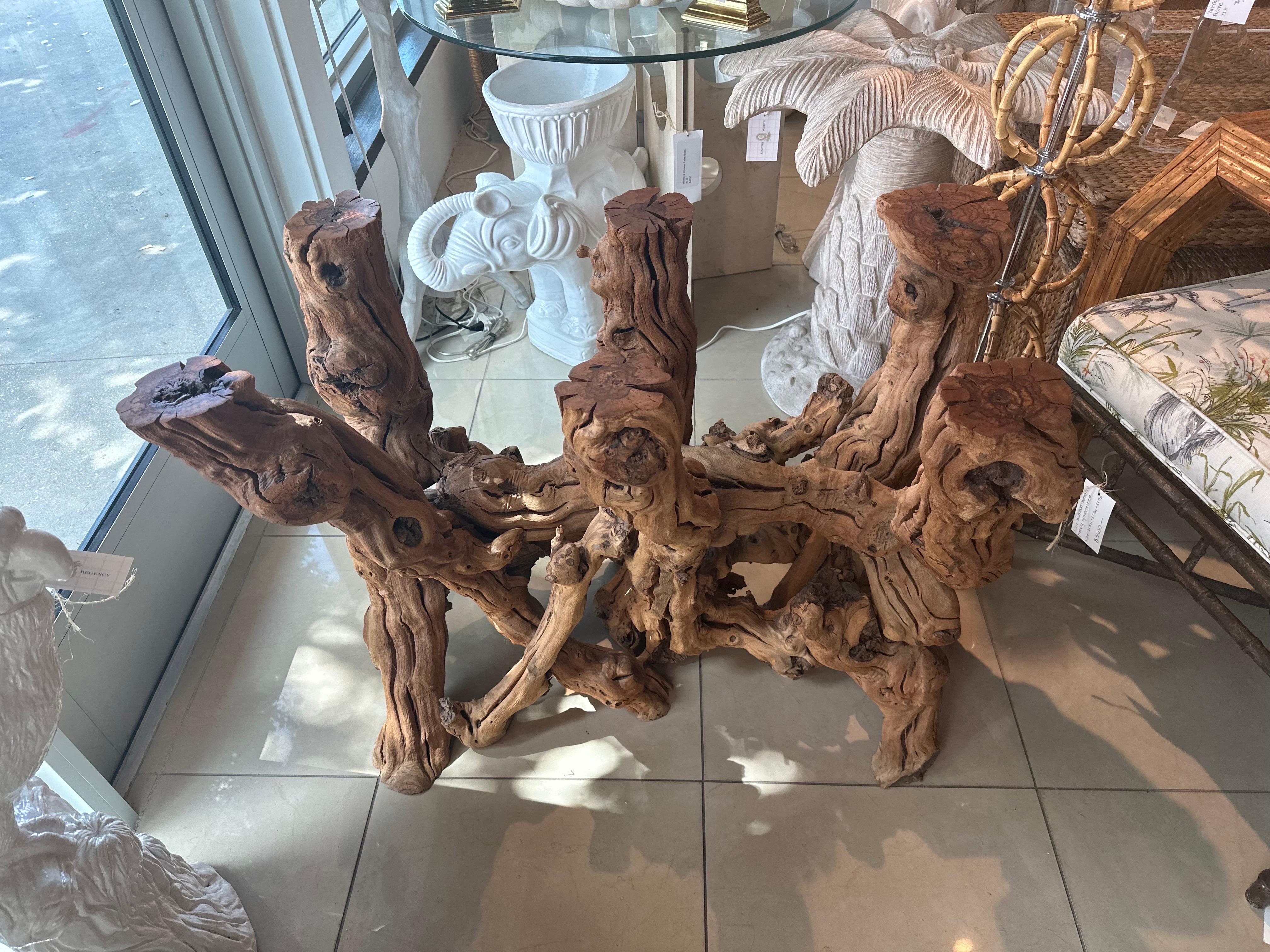 Vintage Coastal Freeform Cypress Root Burl Wood Driftwood Root Dining Table Base 2