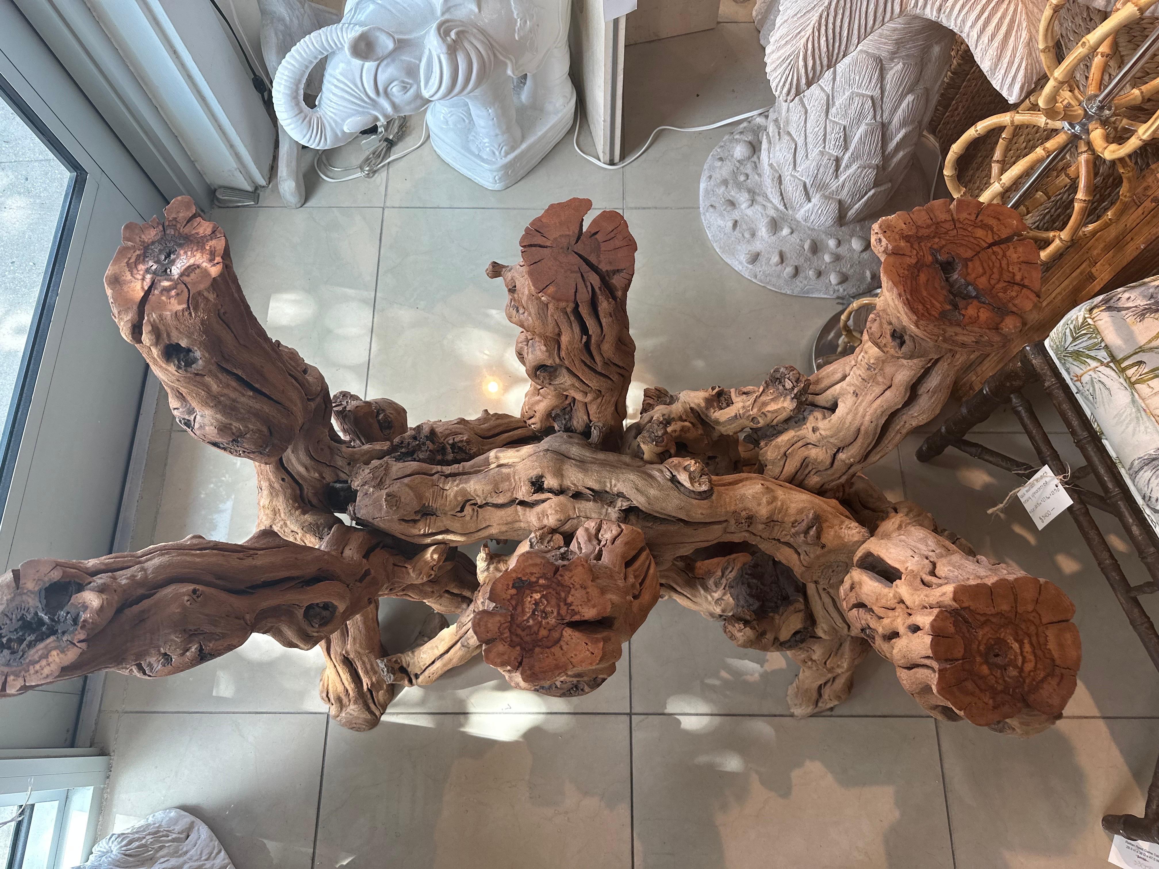 Vintage Coastal Freeform Cypress Root Burl Wood Driftwood Root Dining Table Base 3