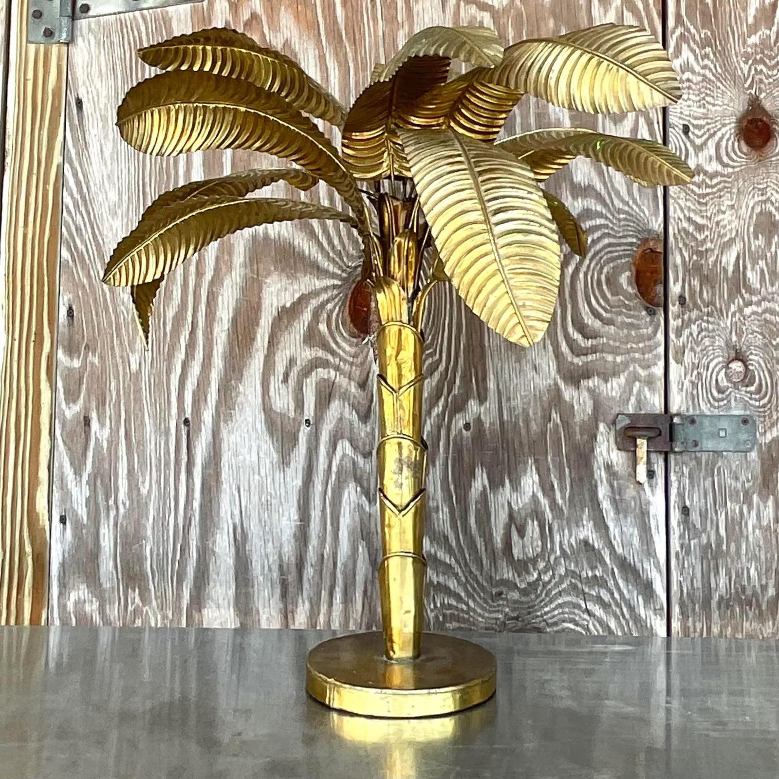 Vintage Coastal French After Maison Jansen Brass Palm In Good Condition For Sale In west palm beach, FL