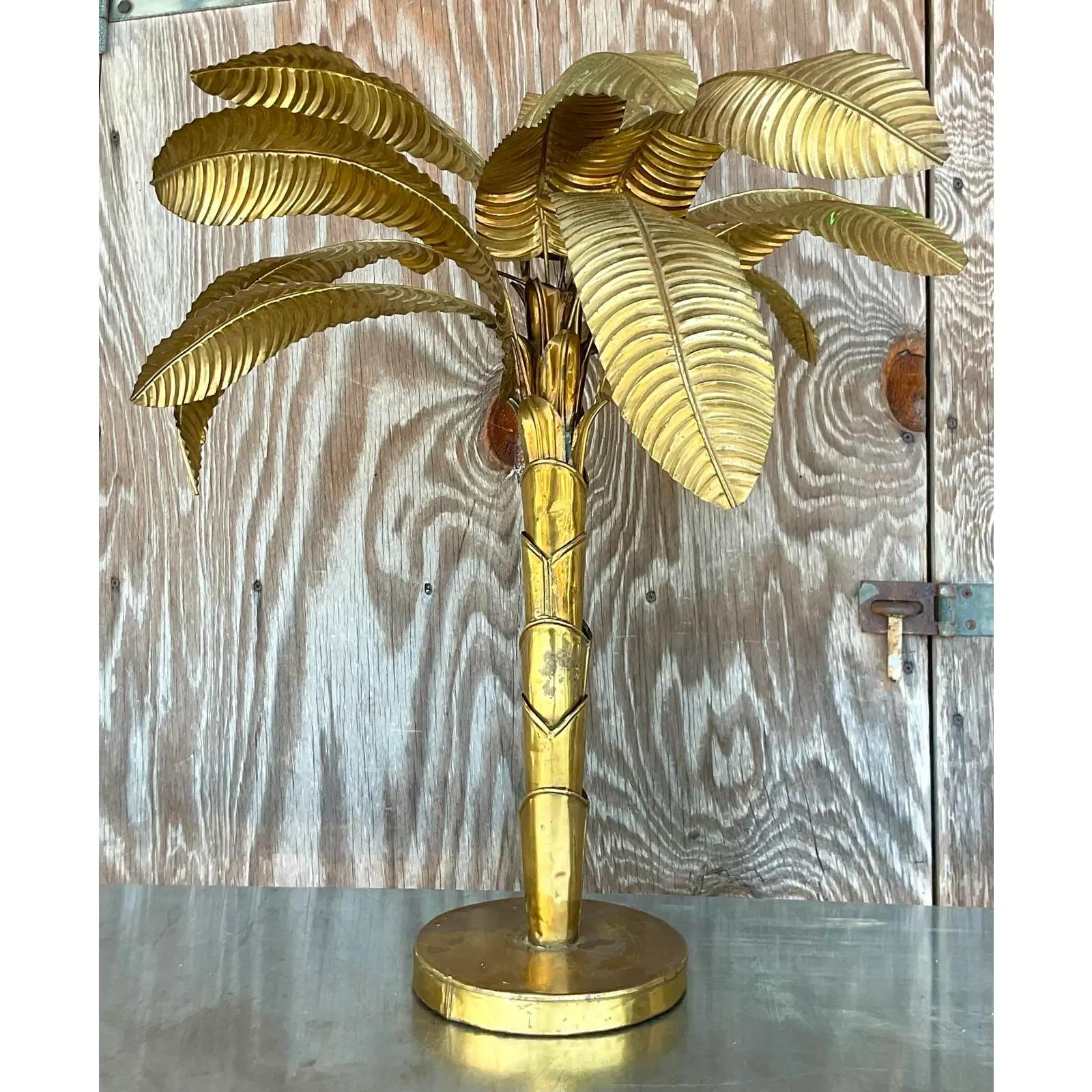 Vintage Coastal French After Maison Jansen Brass Palm For Sale 2