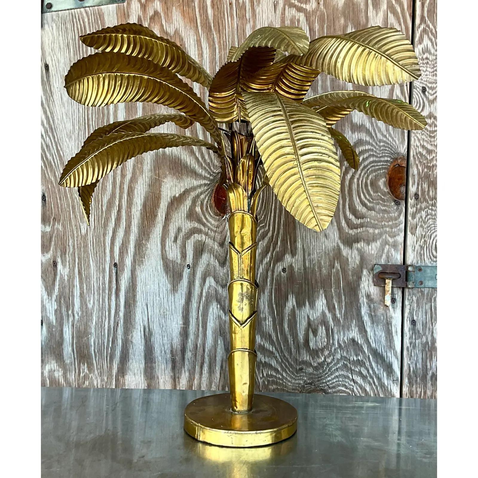 Vintage Coastal French After Maison Jansen Brass Palm For Sale 3