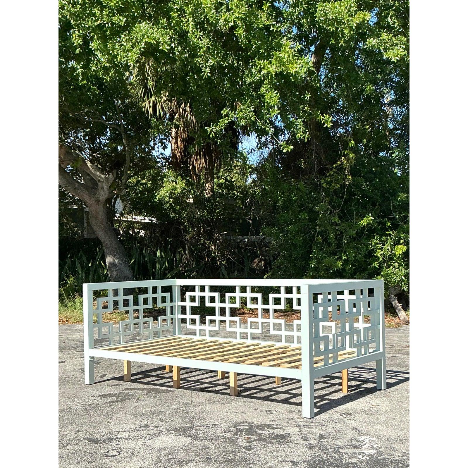 Chinoiserie Vintage Coastal Fretwork Daybed