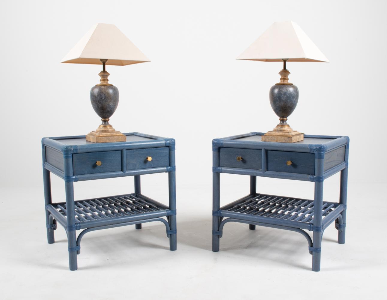 blue rattan nightstand