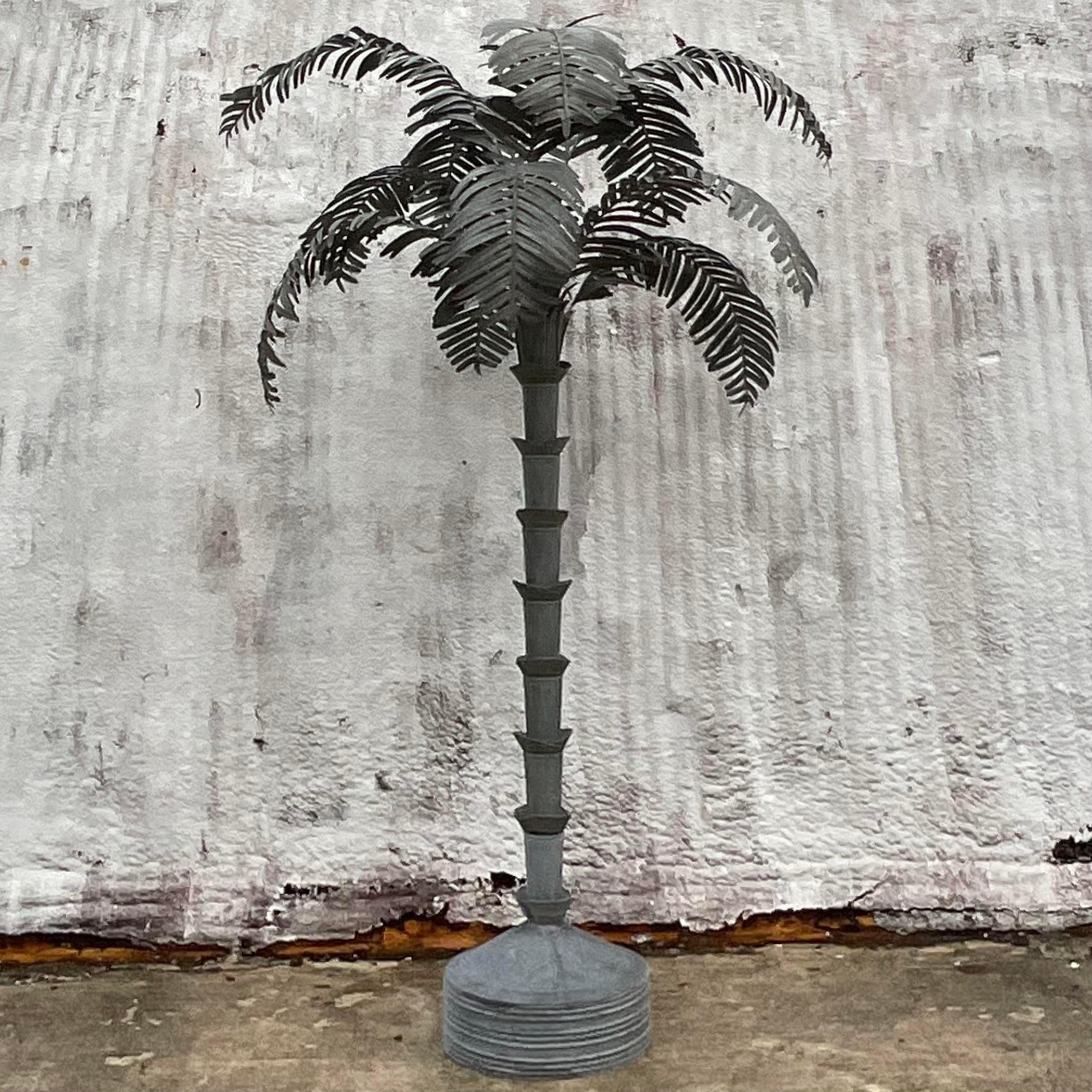 Vintage Coastal Galvanized Tin Palm Tree For Sale 1