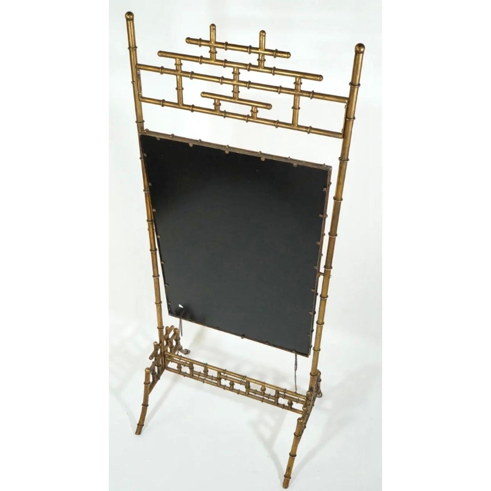 Vintage Coastal Gilt Faux Bamboo Chevalier Mirror For Sale 3