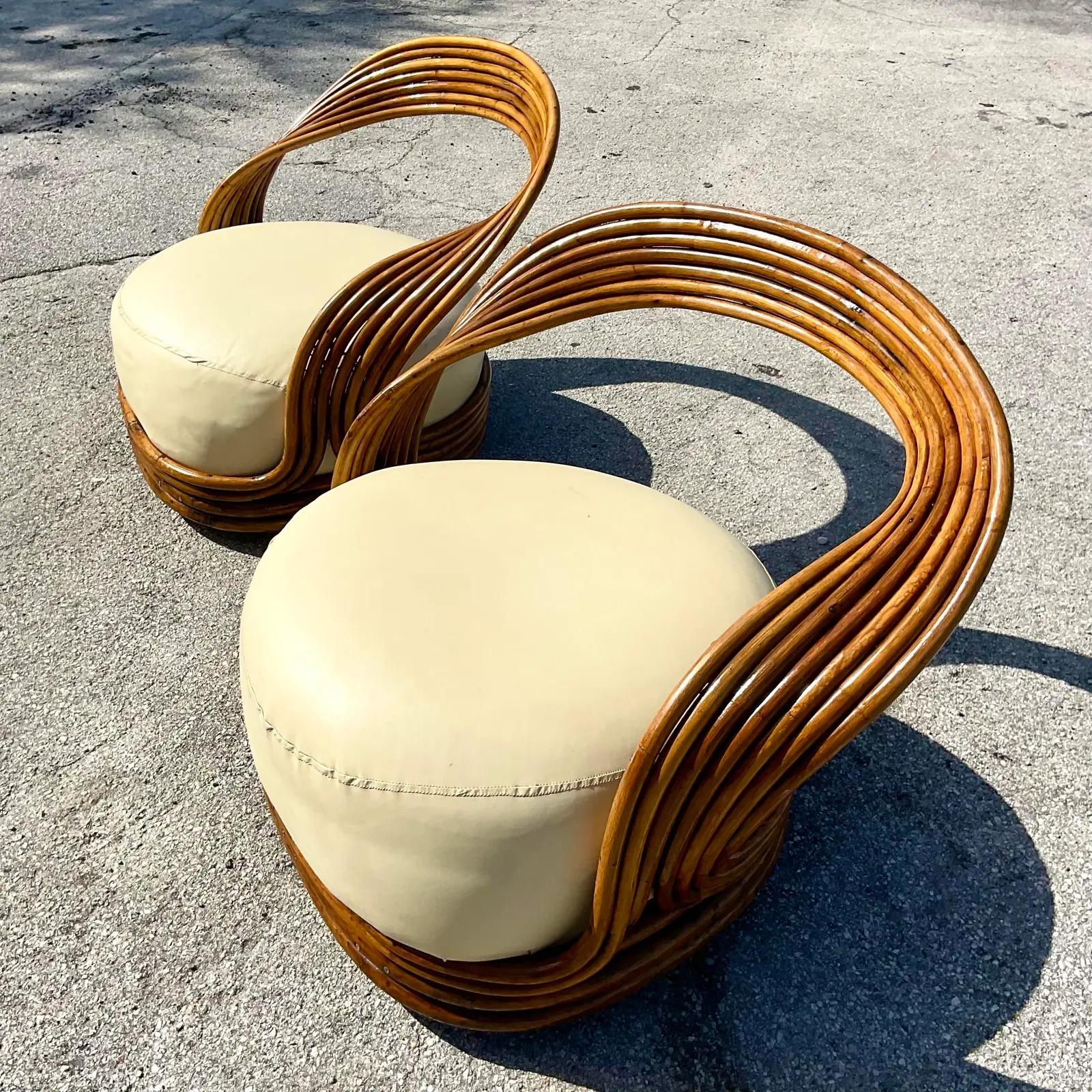 Vintage Coastal Giovanni Travassa “Eva” Chair for Bonacina In Good Condition In west palm beach, FL