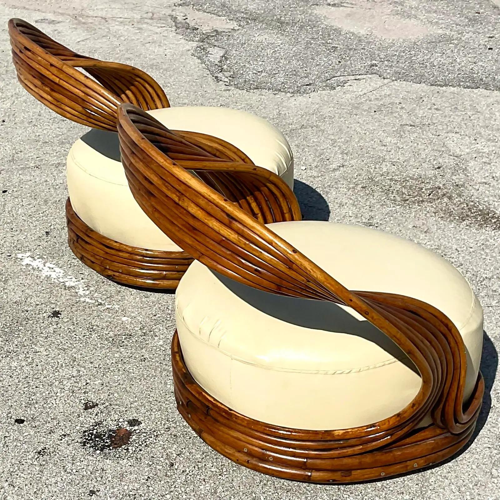 Rattan Vintage Coastal Giovanni Travassa “Eva” Chair for Bonacina