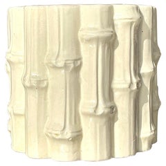Vintage Coastal glasierte Keramik Bambus Cache Topf