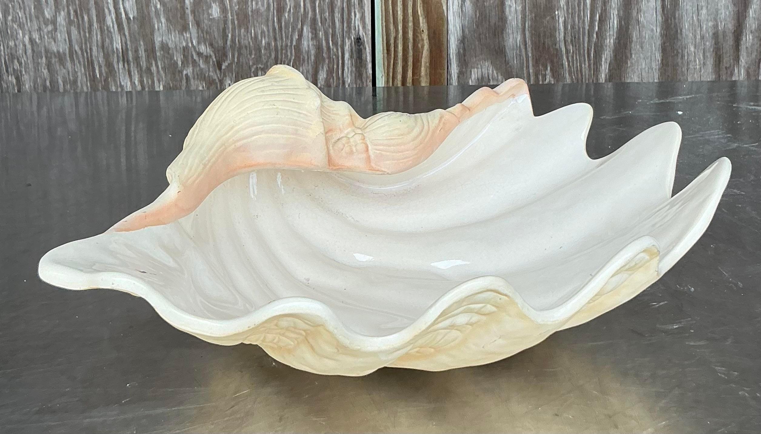 Céramique Coquillage de palourde vintage en céramique émaillée côtière en vente