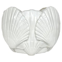 Vieille jardinière en céramique émaillée côtière Clam Shell