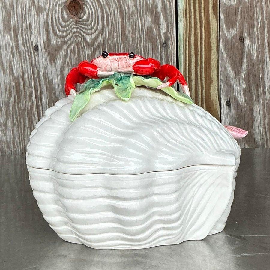 XX secolo Zuppiera di granchio in ceramica smaltata Vintage By in vendita