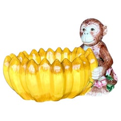 Bol singe vintage en céramique émaillée côtière