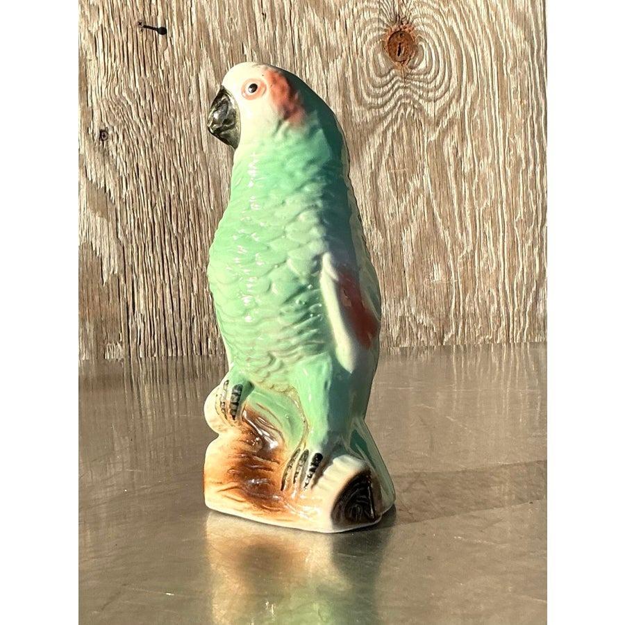 20th Century Vintage Coastal Glazed Ceramic Parrot