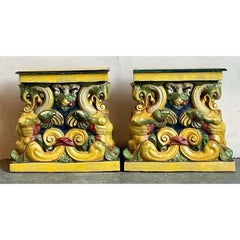 Vintage Coastal glasierte Terrakotta Beistelltische - ein Paar