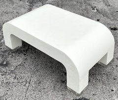 Vintage Coastal Grasscloth and Lucite Waterfall Coffee Table