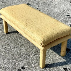 Vintage Coastal Grasscloth Bench