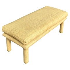 Vintage Coastal Grasscloth Bench