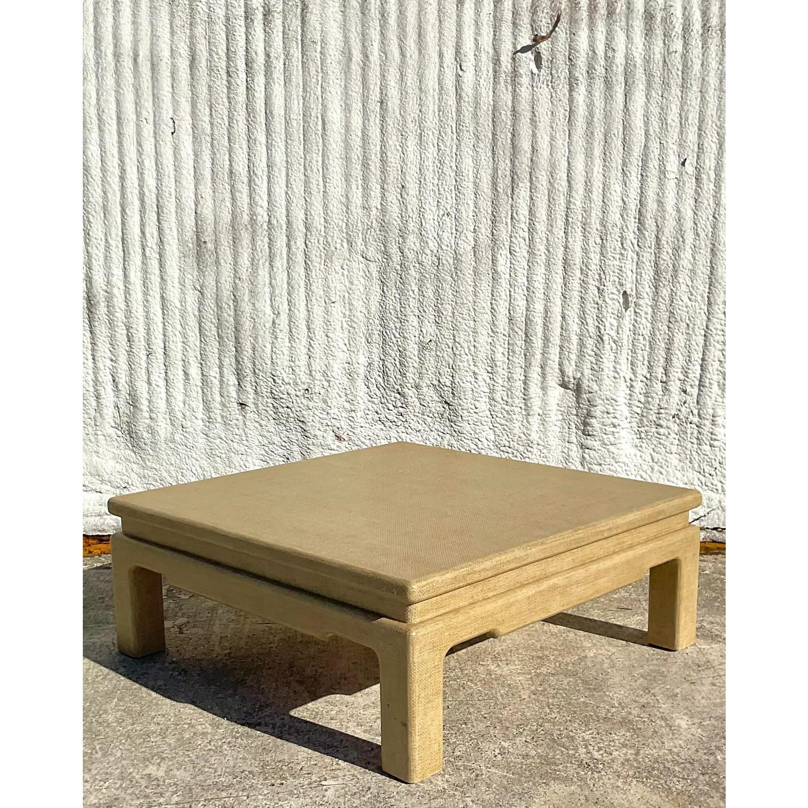 grass cloth coffee table